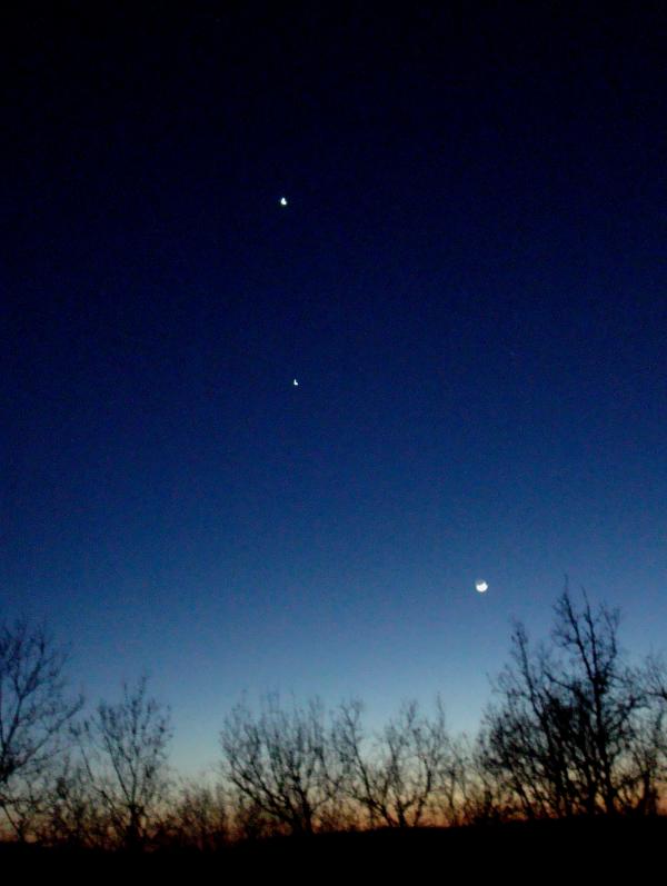 Jupiter, Vénus, Lune - ciel du 31 mars 2012